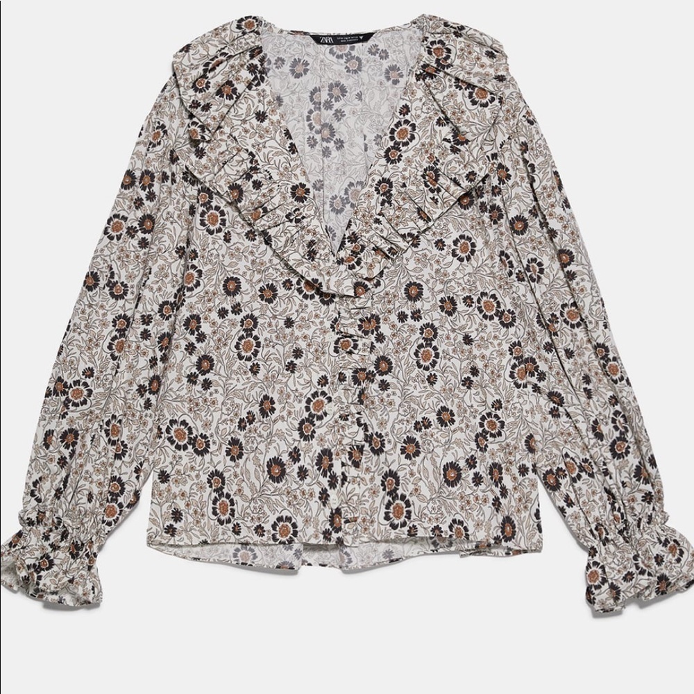 ZARA Ruffled Print Top - Picture 6 of 6